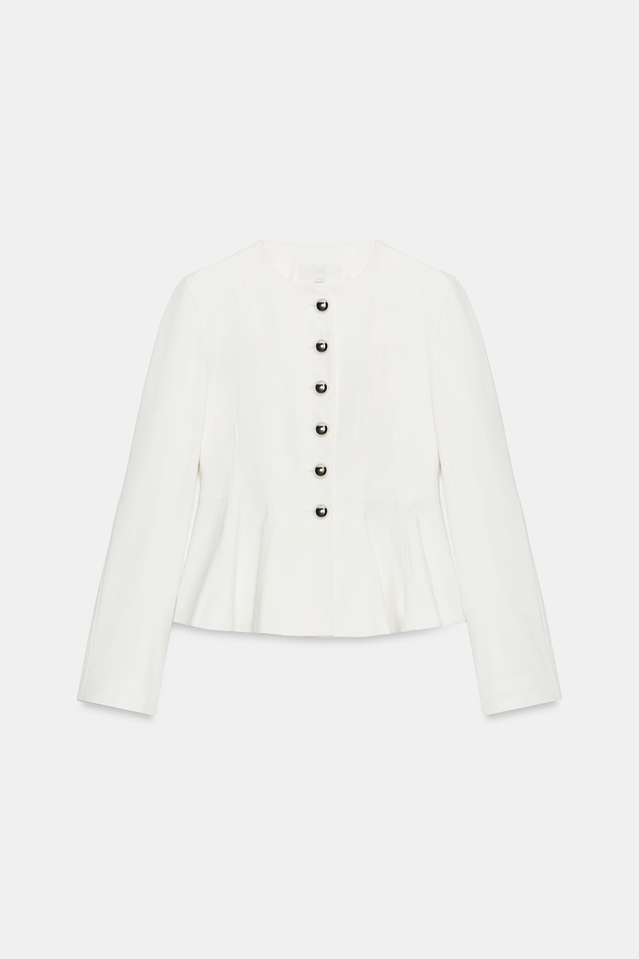 VESTE PEPLUM BOUTONS MÉTALLIQUES